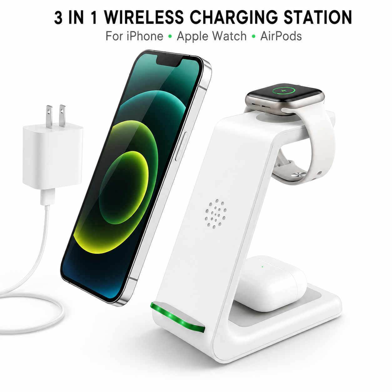 3-in-1 Wireless Charging Station for iPhone Apple Watch and AirPods
