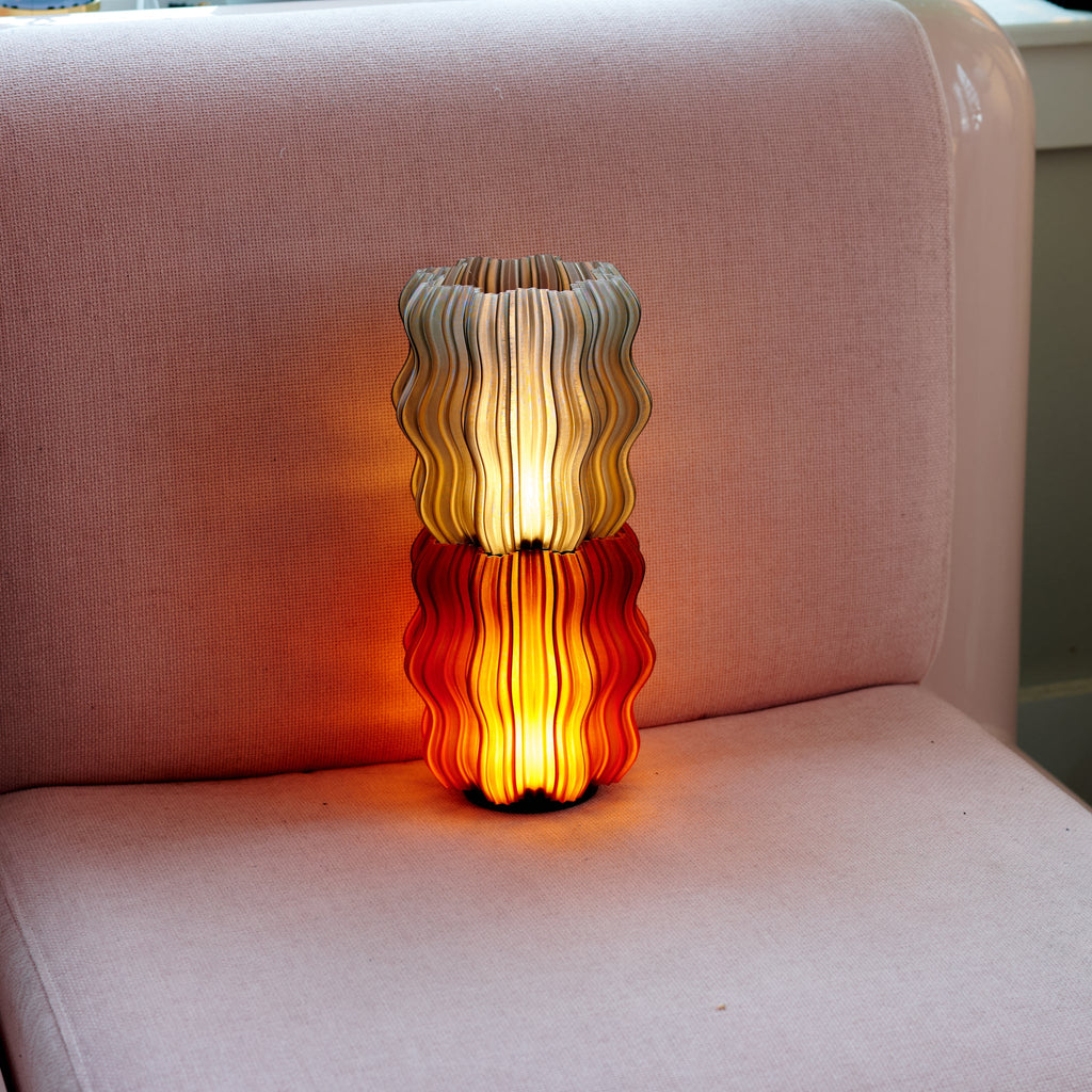 Cordless Mini Wavy Lamp – Rechargeable Sculptural Accent Light