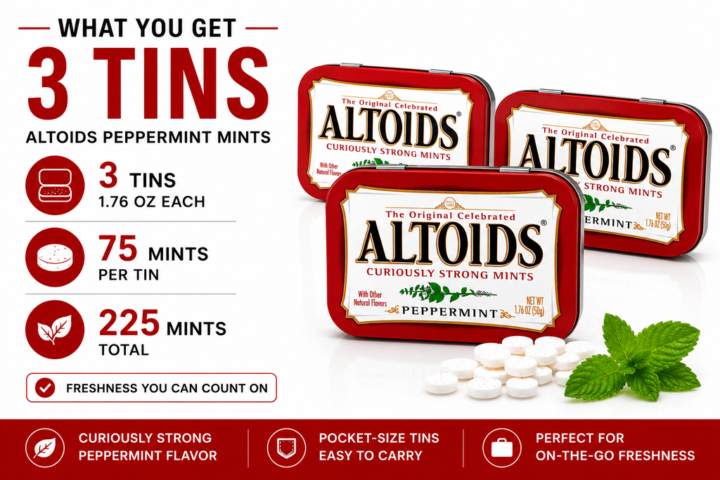 Altoids Peppermint Mints 3 tin bundle with 225 mints