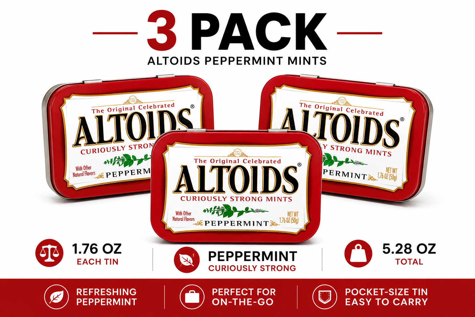 Altoids Peppermint 3 pack promotional product image