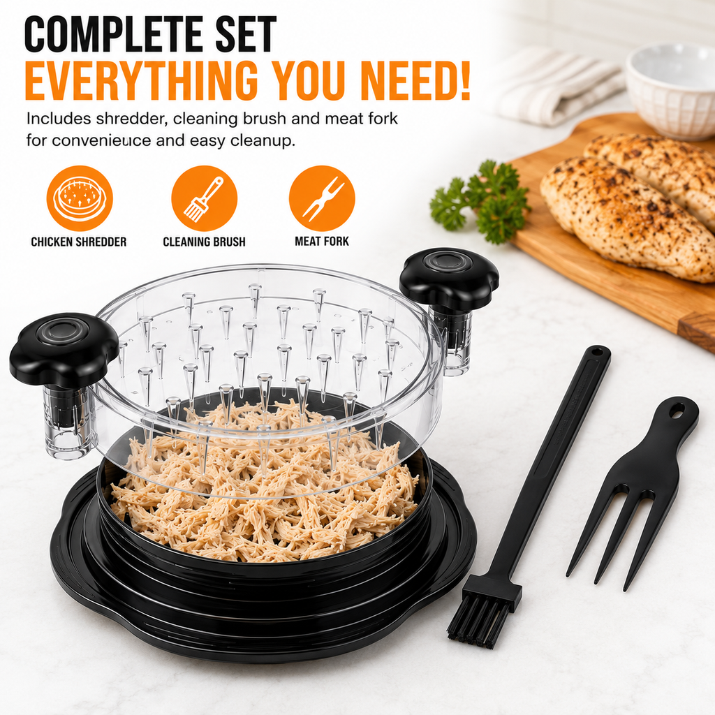 Chicken meat shredder complete set with cleaning brush and meat fork