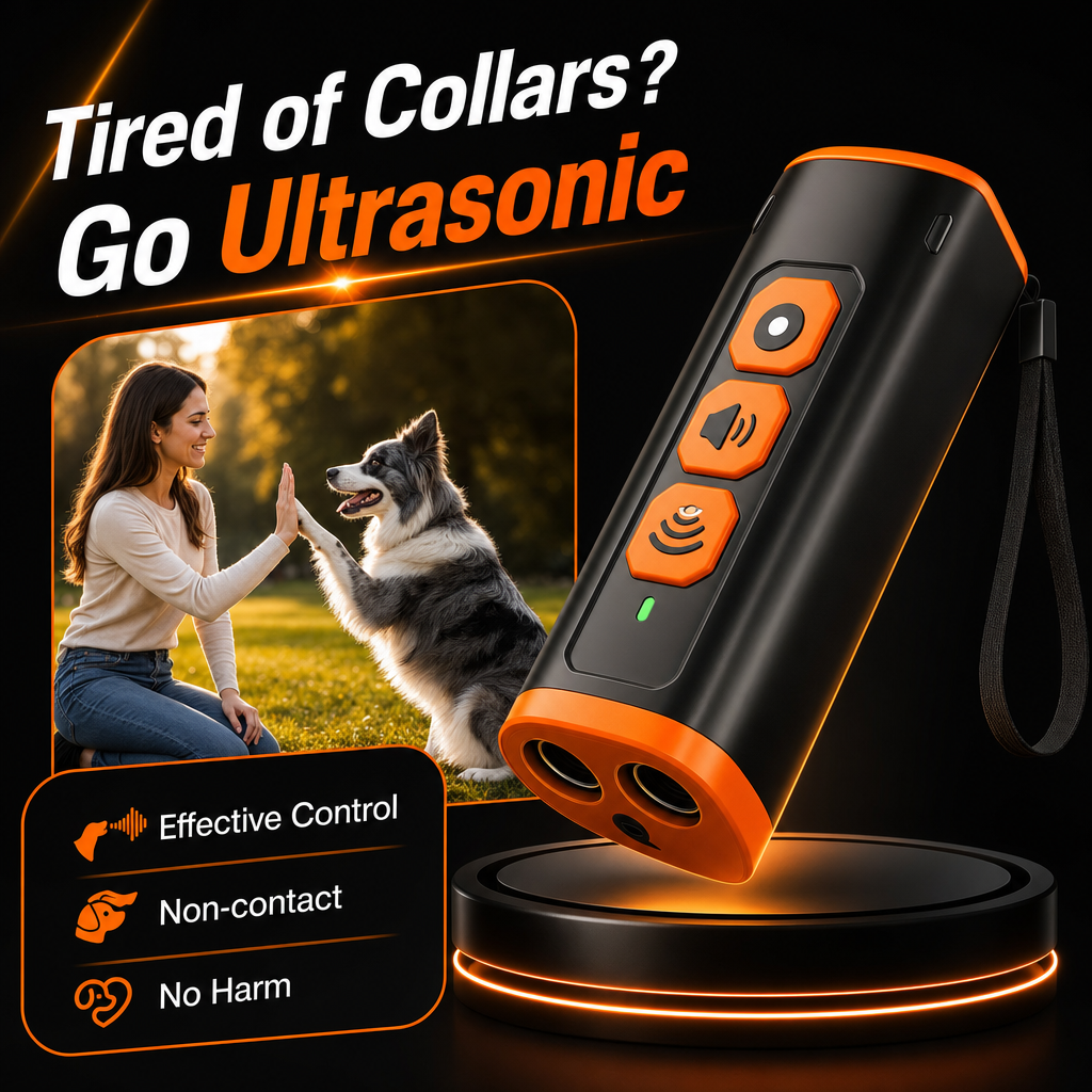 Rechargeable Ultrasonic Dog Bark Deterrent – 50FT Anti-Bark Training Device