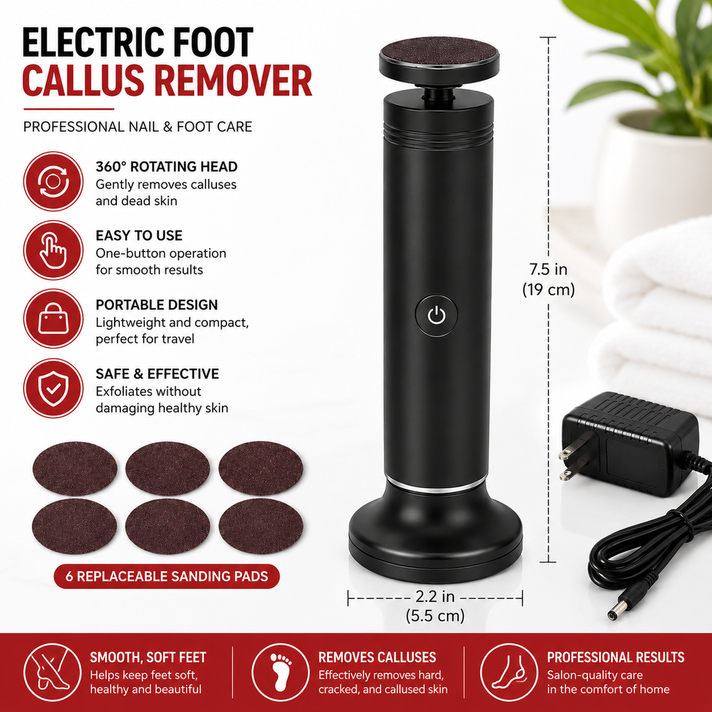 Electric Foot Callus Remover with 6 replaceable sanding pads and charger
