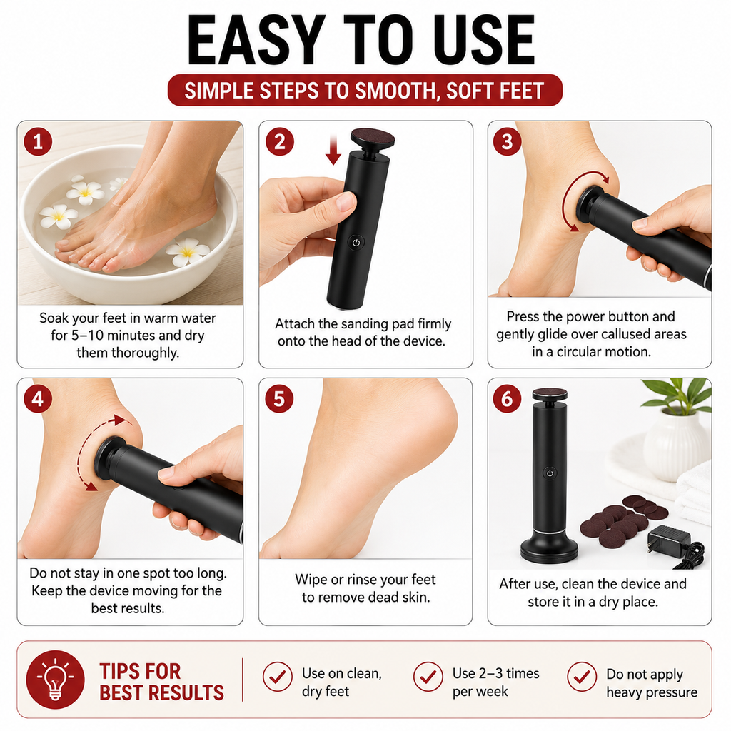 Electric Foot Callus Remover – 600RPM Rechargeable Foot Care Tool