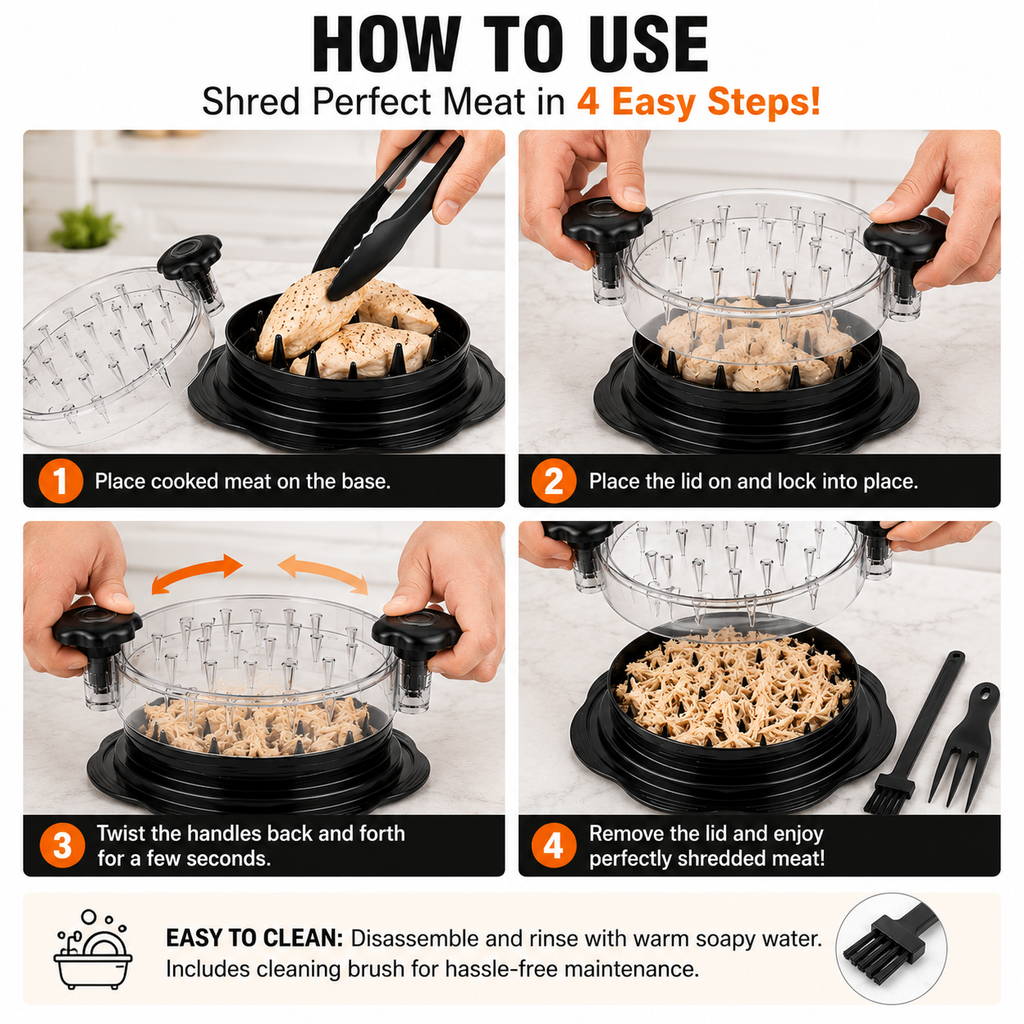 How to use chicken meat shredder in four easy steps