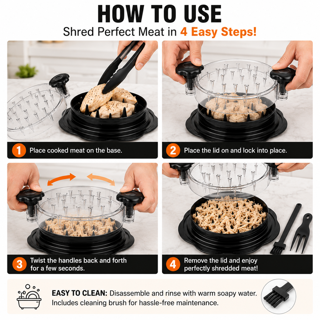 How to use chicken meat shredder in four easy steps