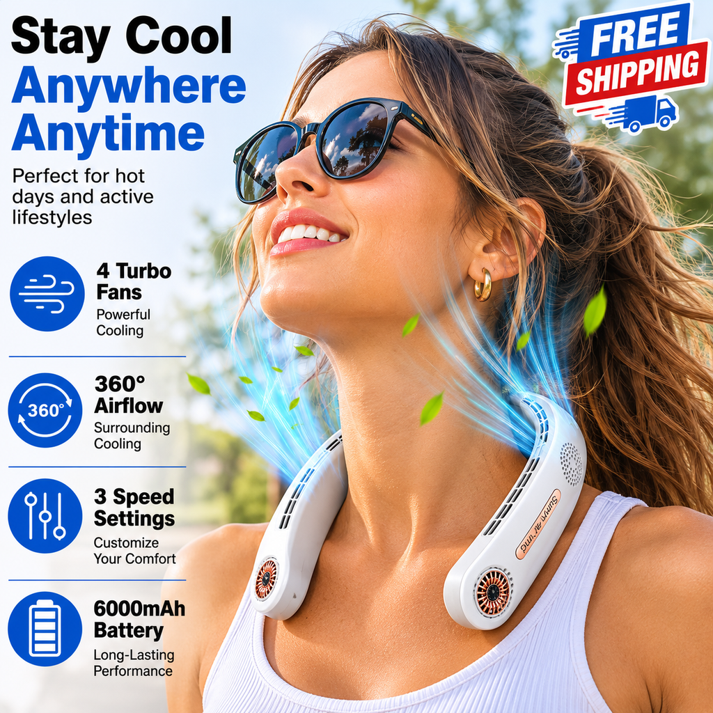 Wearable Neck Fan lifestyle cooling for outdoor activities and summer