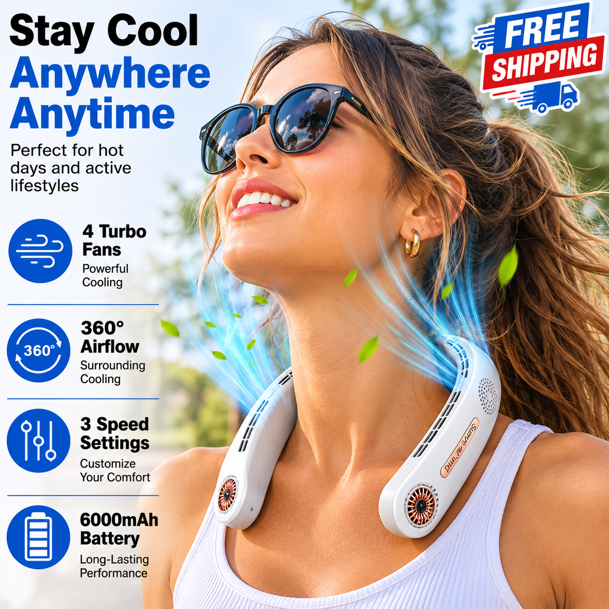 Wearable Neck Fan lifestyle cooling for outdoor activities and summer