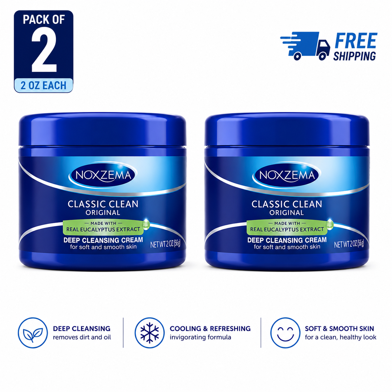Noxzema Classic Clean Deep Cleansing Cream – 2 Pack, 2 Oz