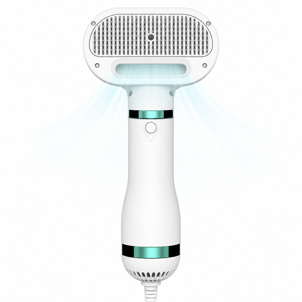 Pet Hair Dryer Brush 2-in-1 – Slicker Grooming Brush, 3 Heat Settings