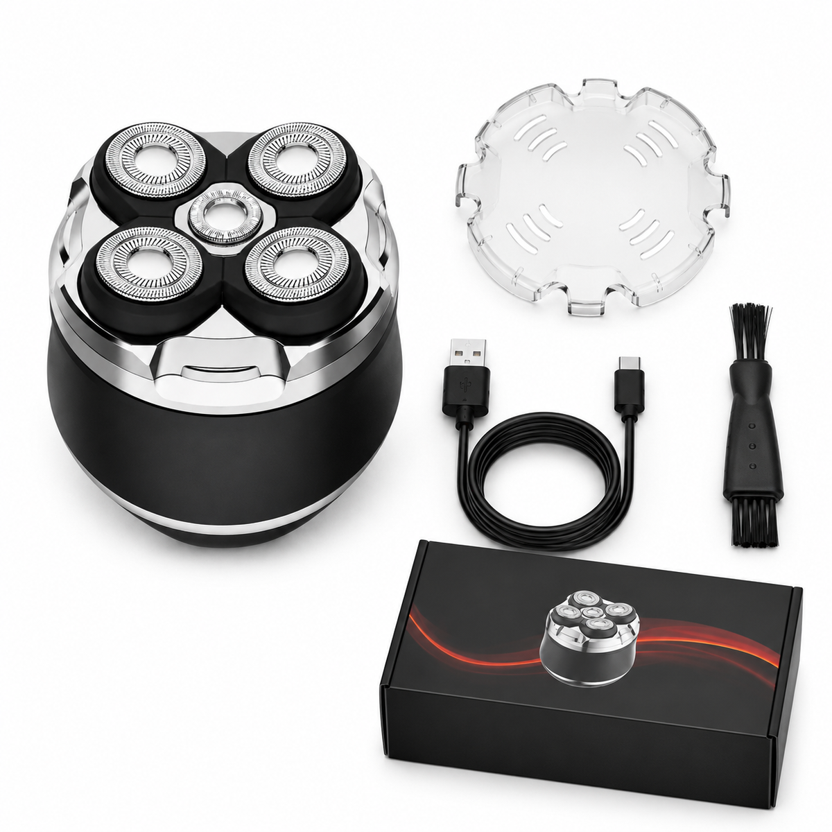 Men's Electric Head Shaver – Wet/Dry Waterproof Cordless Razor