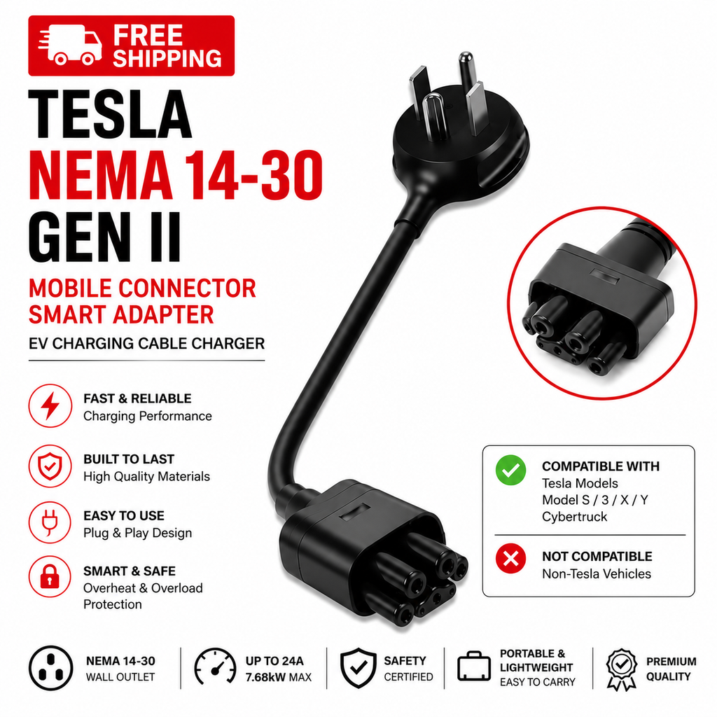 Tesla NEMA 14-30 Gen II Mobile Connector adapter
