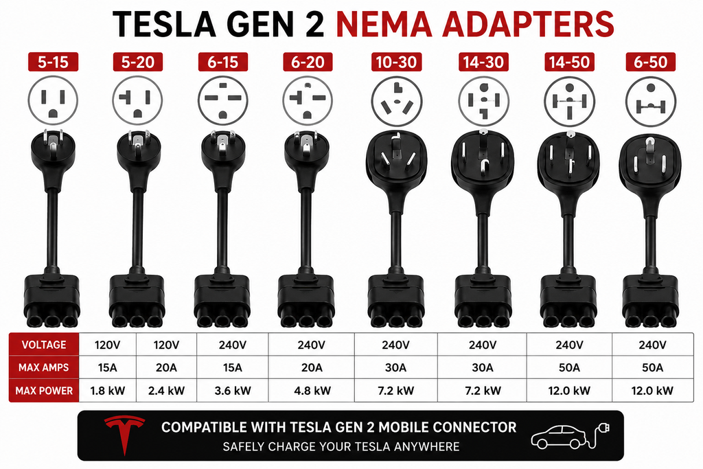 Tesla NEMA 14-30 Gen II Adapter – Mobile Connector EV Charging